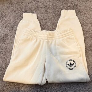 Adidas Women's Cream Joggers with Logo